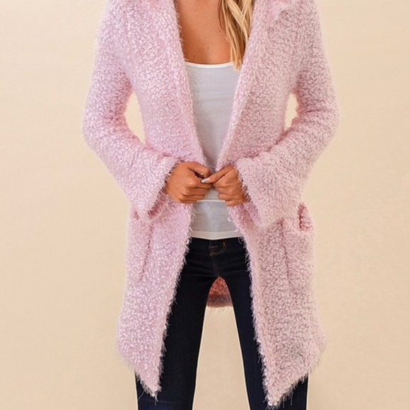 Light Pink Hoodied Cardigan popcorn ultra soft - Picture 4 of 4
